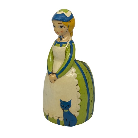 Vintage 1966 Hong Horizons Blonde Girl with Blue Cat Planter Figurine Green - Picture 1 of 8